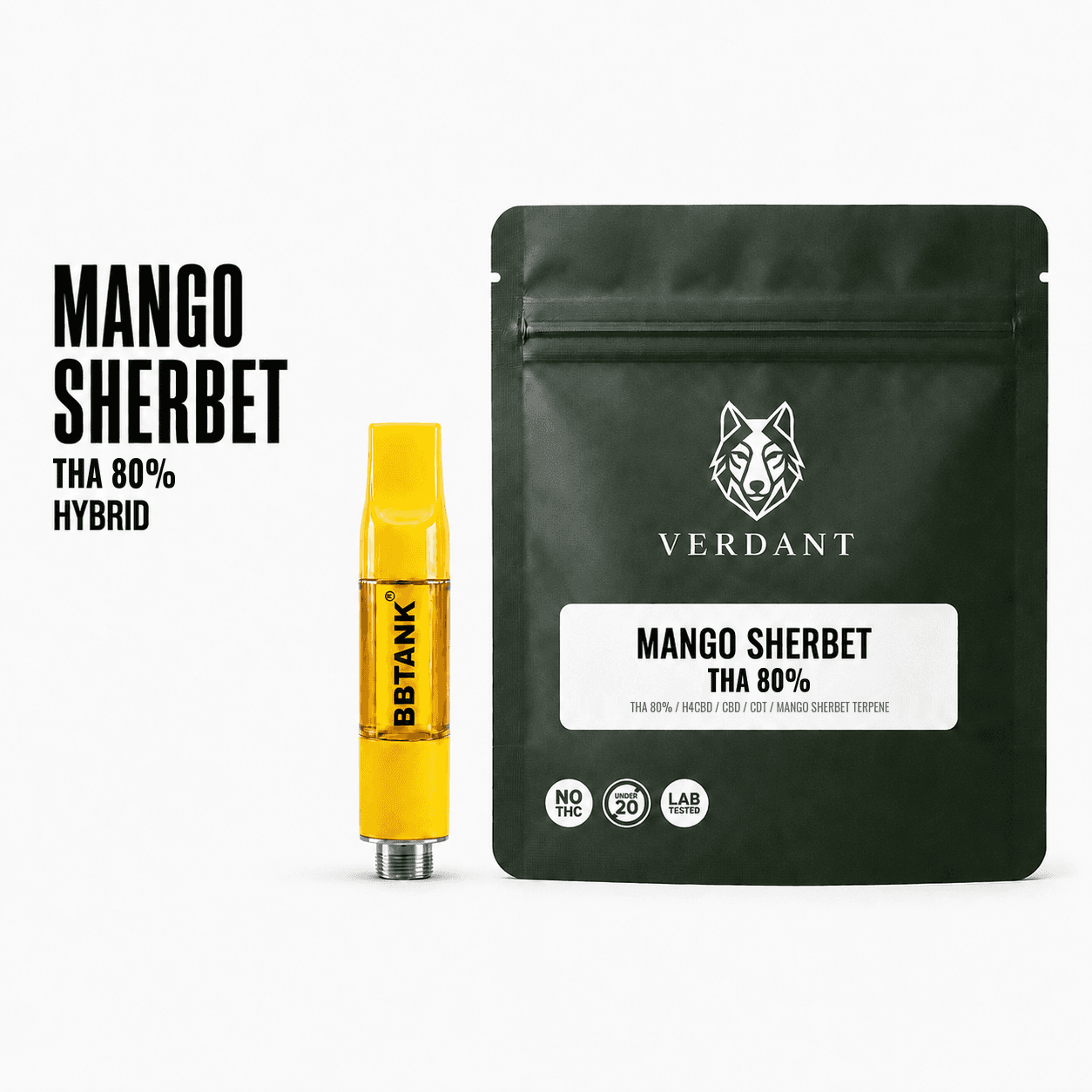 VERDANT THAリキッド MANGO SHERBET 1ml THA80% H4CBD CBD 配合 510規格 カートリッジ ハイブリッド